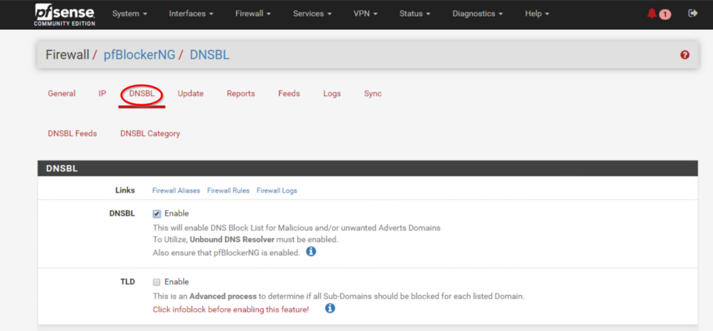 pfSense package manager