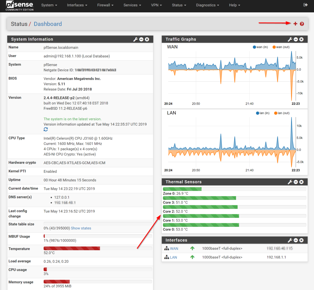 pfsense dashboard