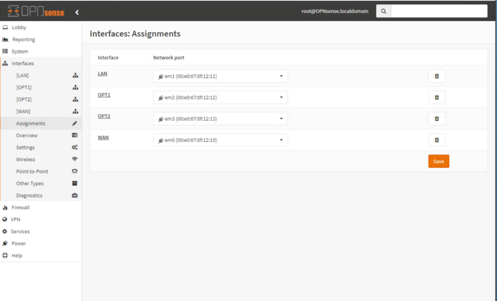 OPNsense interfaces