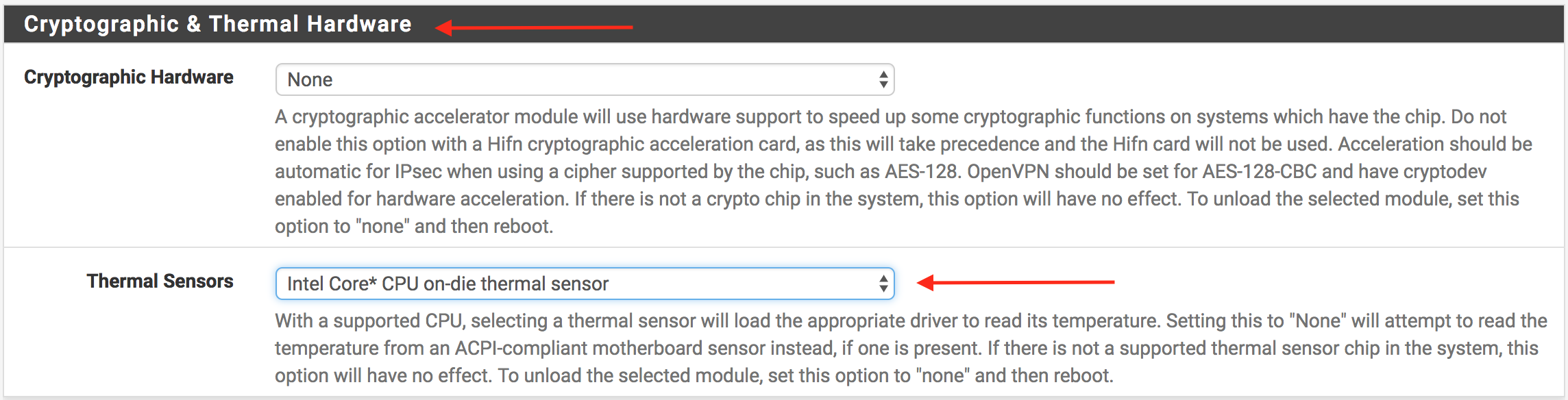 pfsense thermal hardware