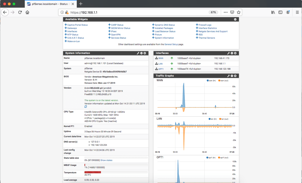 dashboard widgets