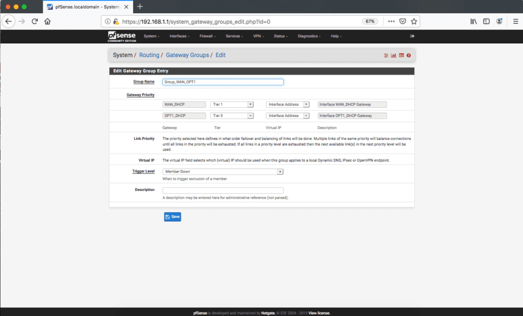 pfSense gateway groups