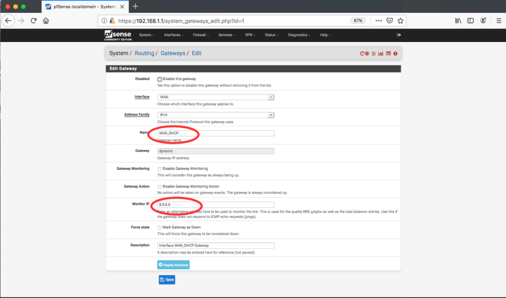 pfSense routing gateways