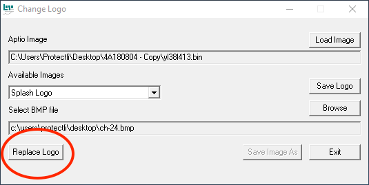 BIOS logo tool - select bmp file