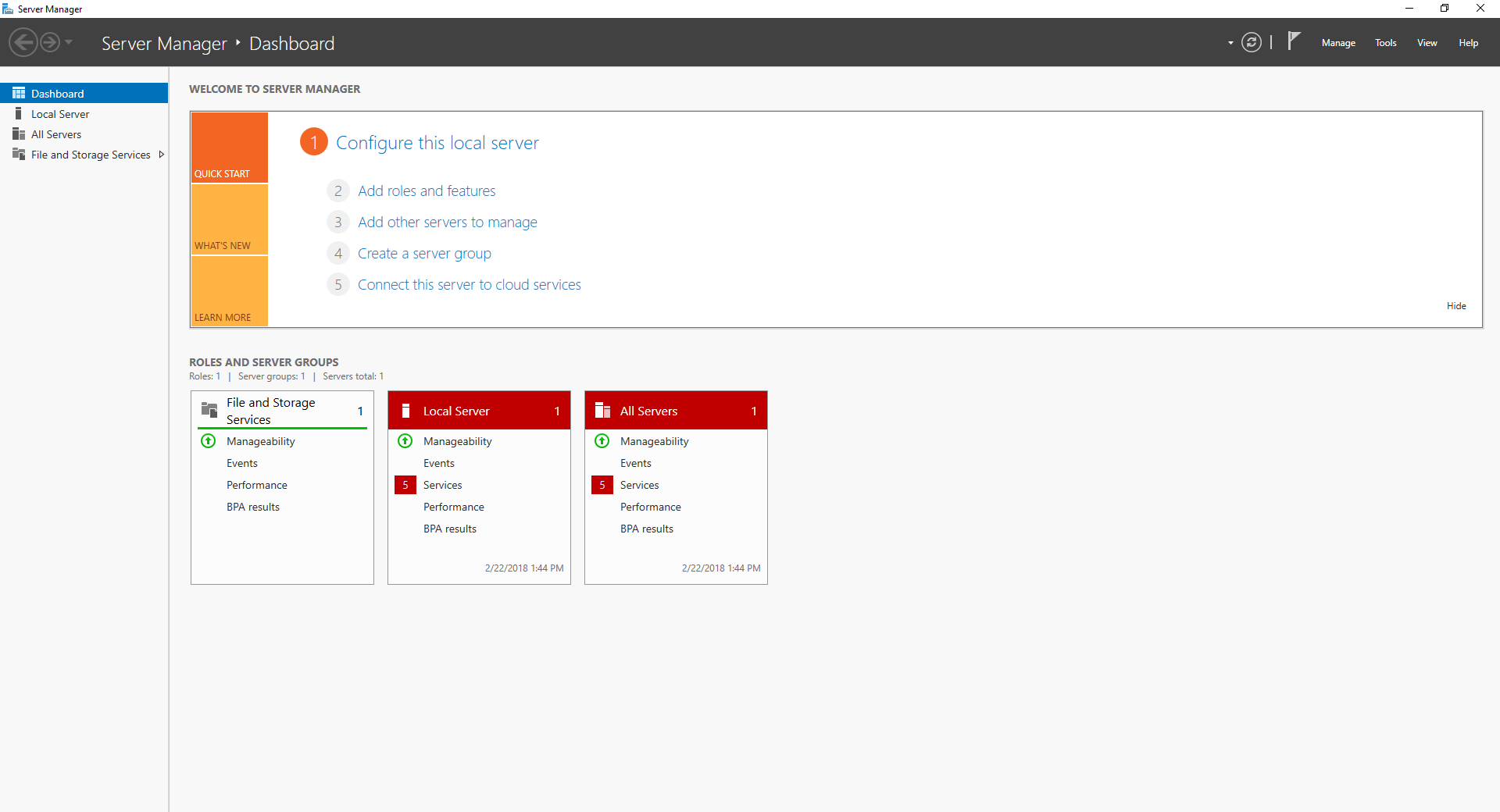 vault windows server manager dashboard