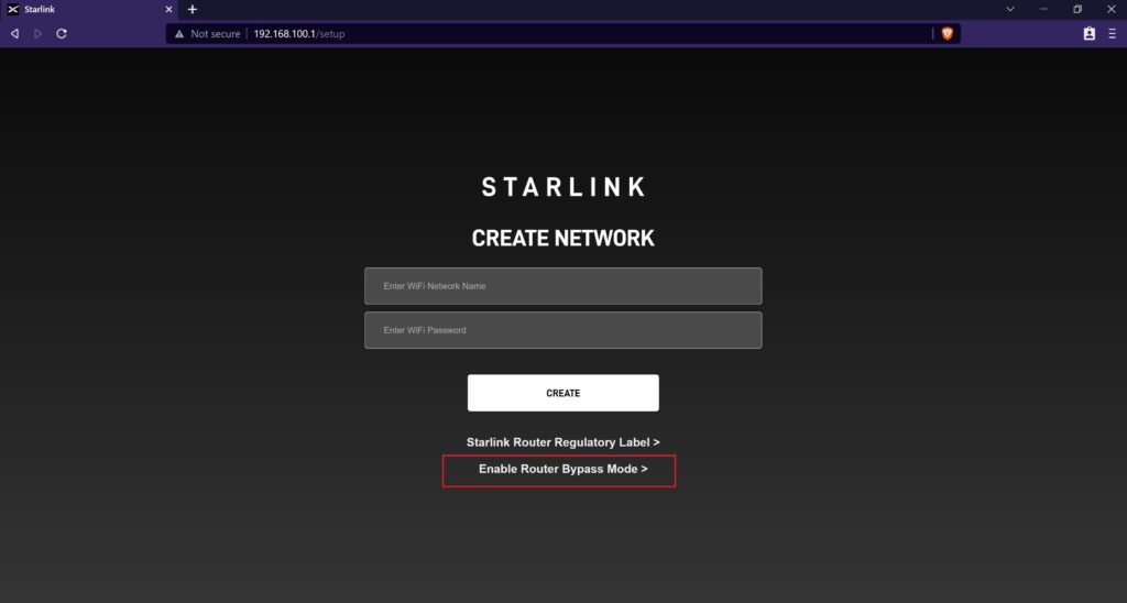 starlink bypass mode - create network