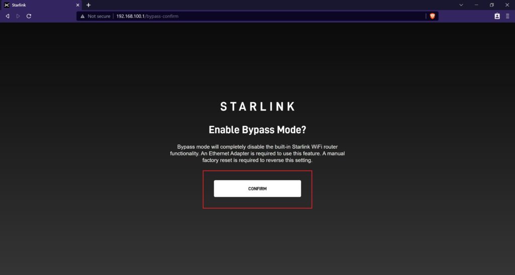 starlink bypass mode - enable