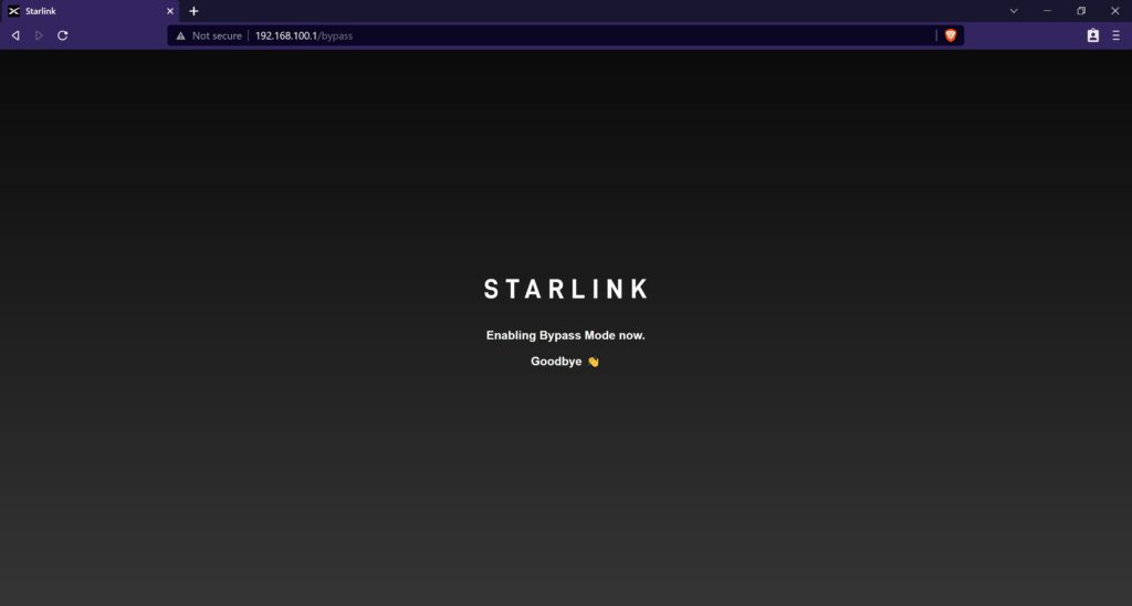 starlink bypass mode - enabling