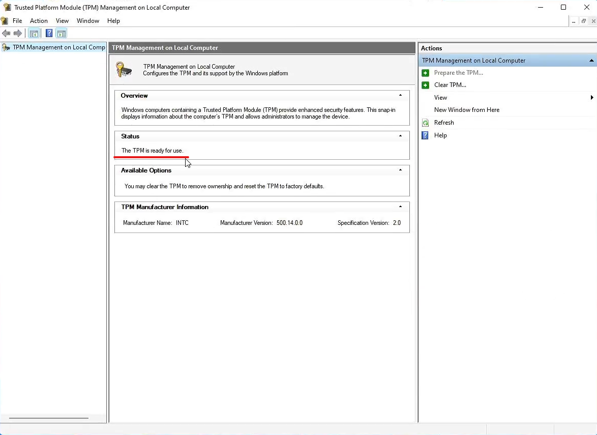 Bitlocker - verify TPM