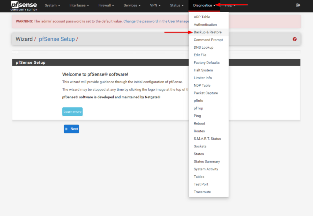 pfSense backup & restore